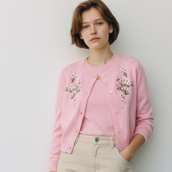 Hill House Sweaters - NWT Hill House Audrey Wool Floral Embroidery Cardigan & Top- Matching Set Sz M